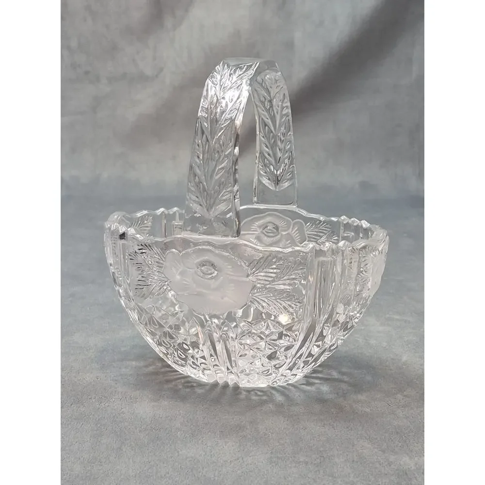 Annahutte Bleikristall Cut Crystal 24% lead Glass Basket Vintage